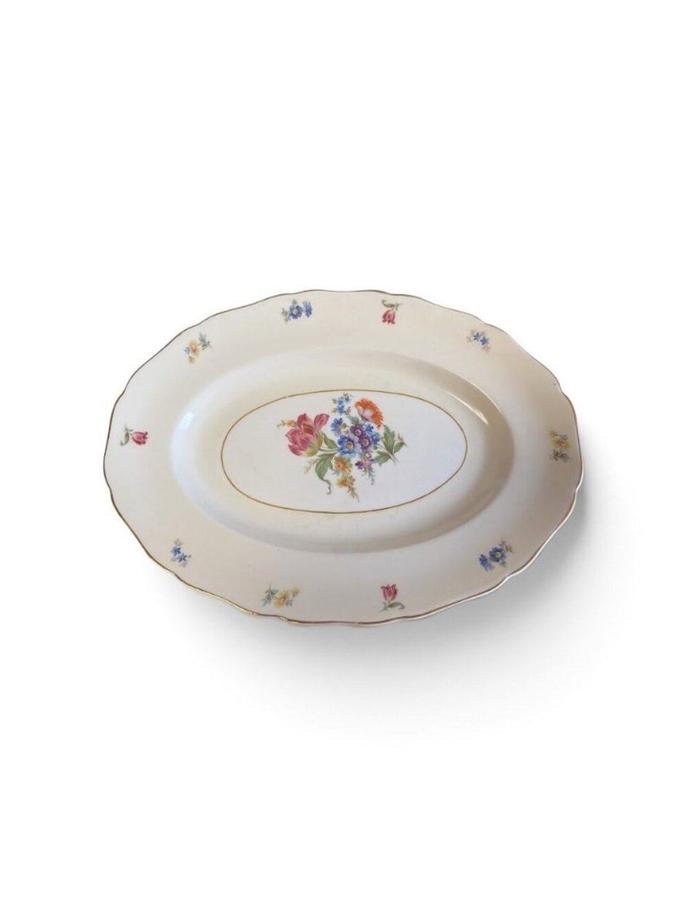 Canonsburg Pottery Floral Oval Serving Platter - 13-1/2"